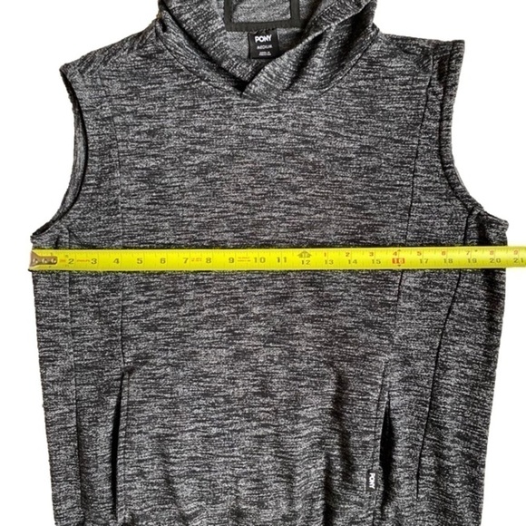 PONY Hooded Vest with Pockets Sleeveless Pullover Heathered Gray Knit Size M - Picture 6 of 10